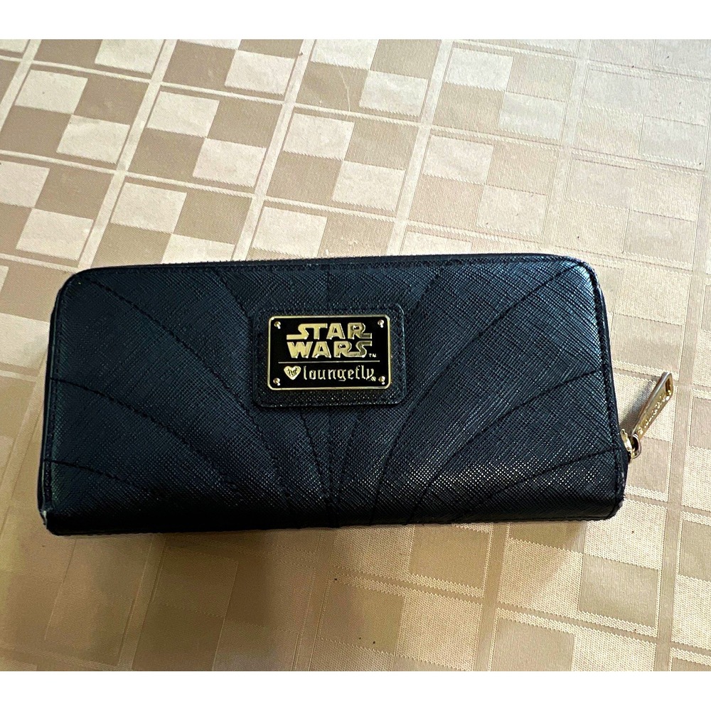 Loungefly Star Wars Black Zip Around Wallet Womens Credit Card Logo 8.5 x 4